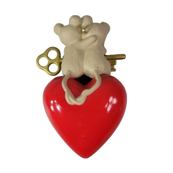 Hallmark Ornament Our First Christmas Together 1995 Two Mice Heart Key Box VTG - Picture 3 of 6